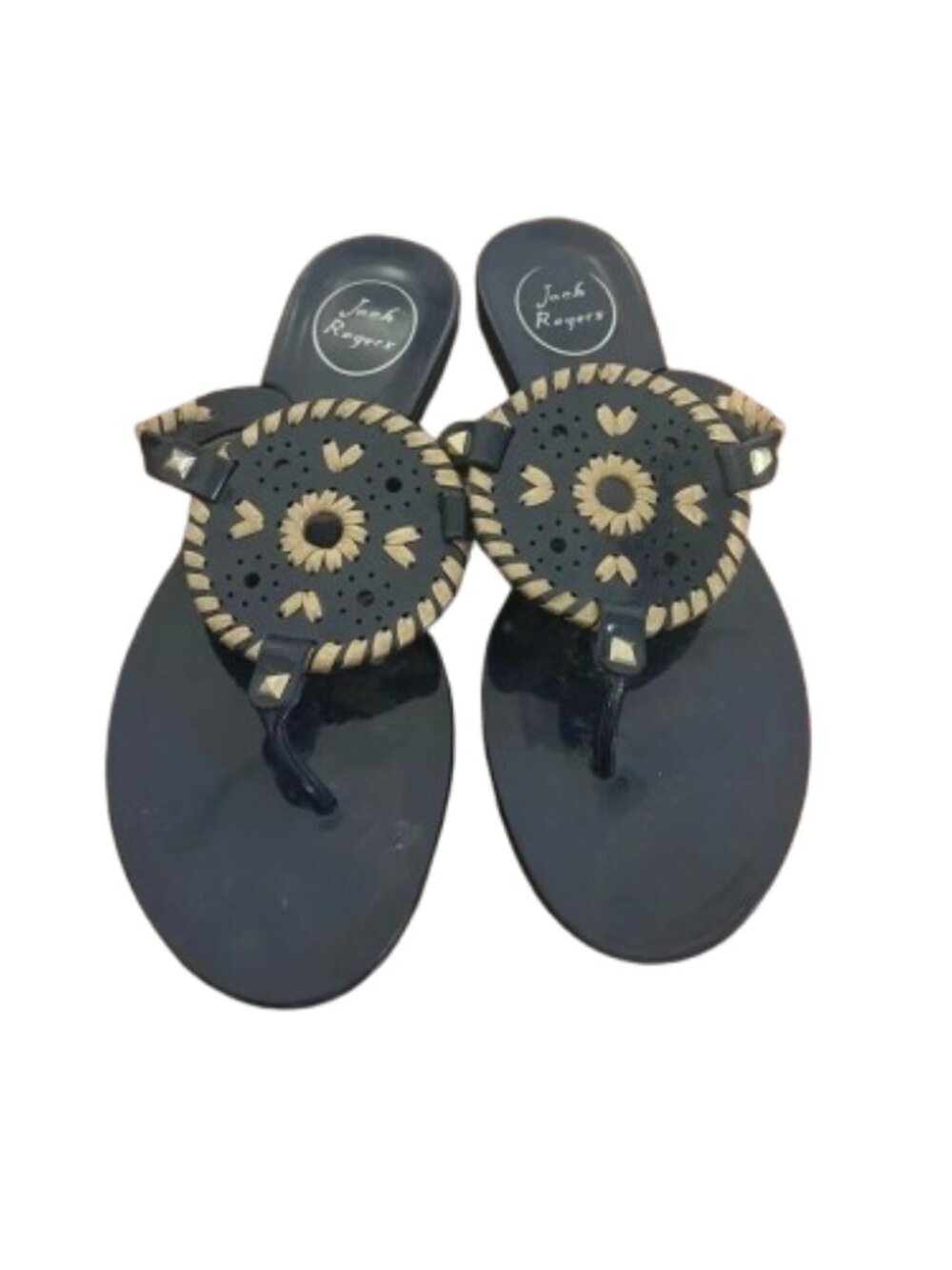 Jack Rogers Jelly Sandals Black/Gold Size 7